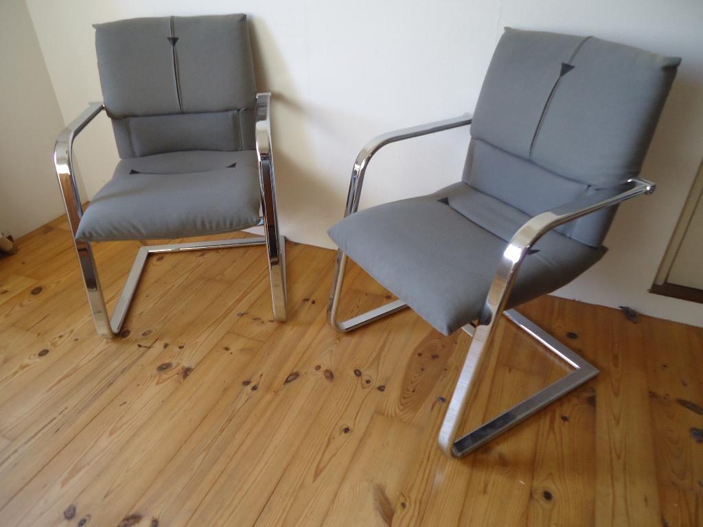 2 x Vitra figura design fauteuil Mario Bellini chrome grijs, Ophalen, Twee, Jaren 80, Zo goed als nieuw