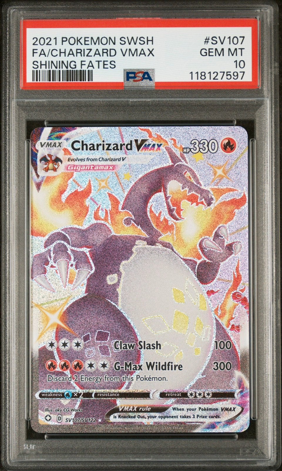 Pokemon Charizard VMAX #SV107 PSA 10, Ophalen of Verzenden, Zo goed als nieuw