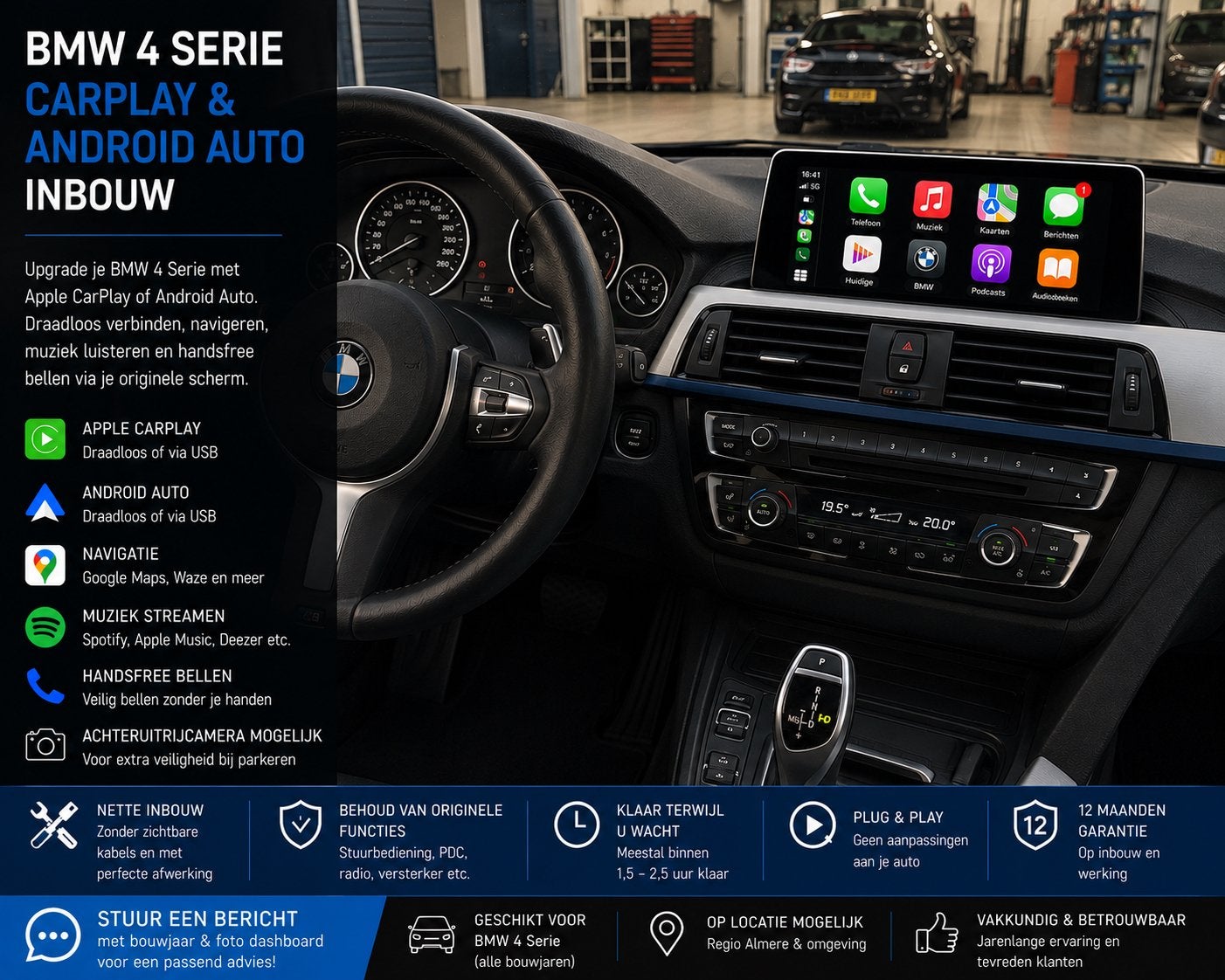 BMW 4 Serie CarPlay & Android Auto Inbouw, Auto diversen, Autoradio's, Ophalen, Nieuw