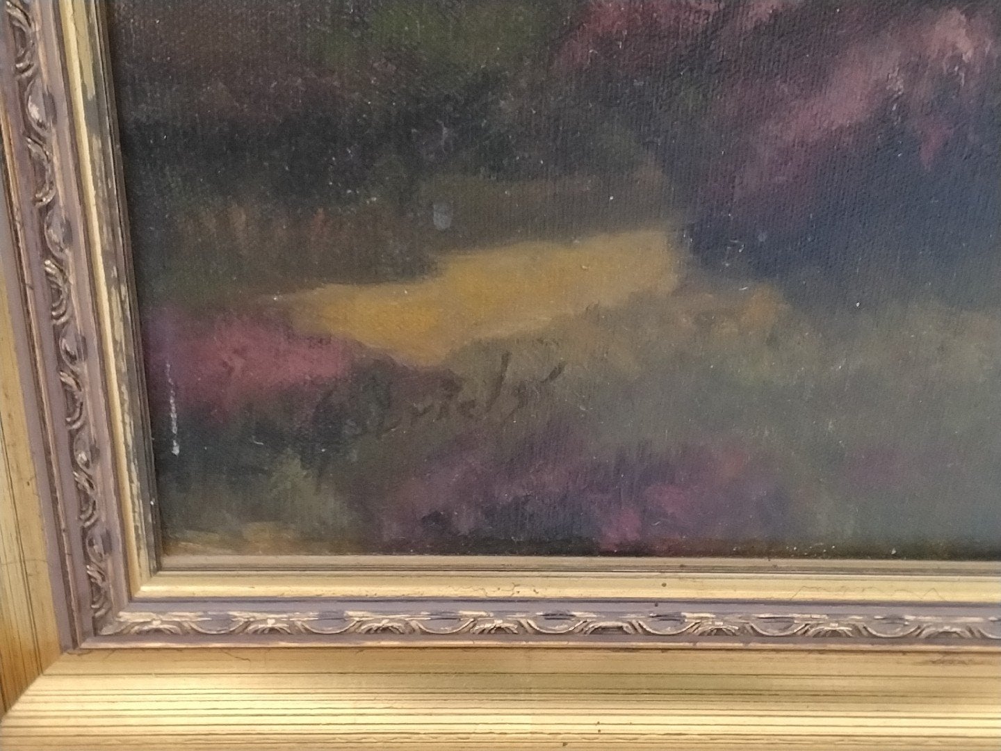 Schilderij heide landschap met berkenbomen, gesigneerd, Antiek en Kunst, Doek, Landschap, Olieverf, Klassiek