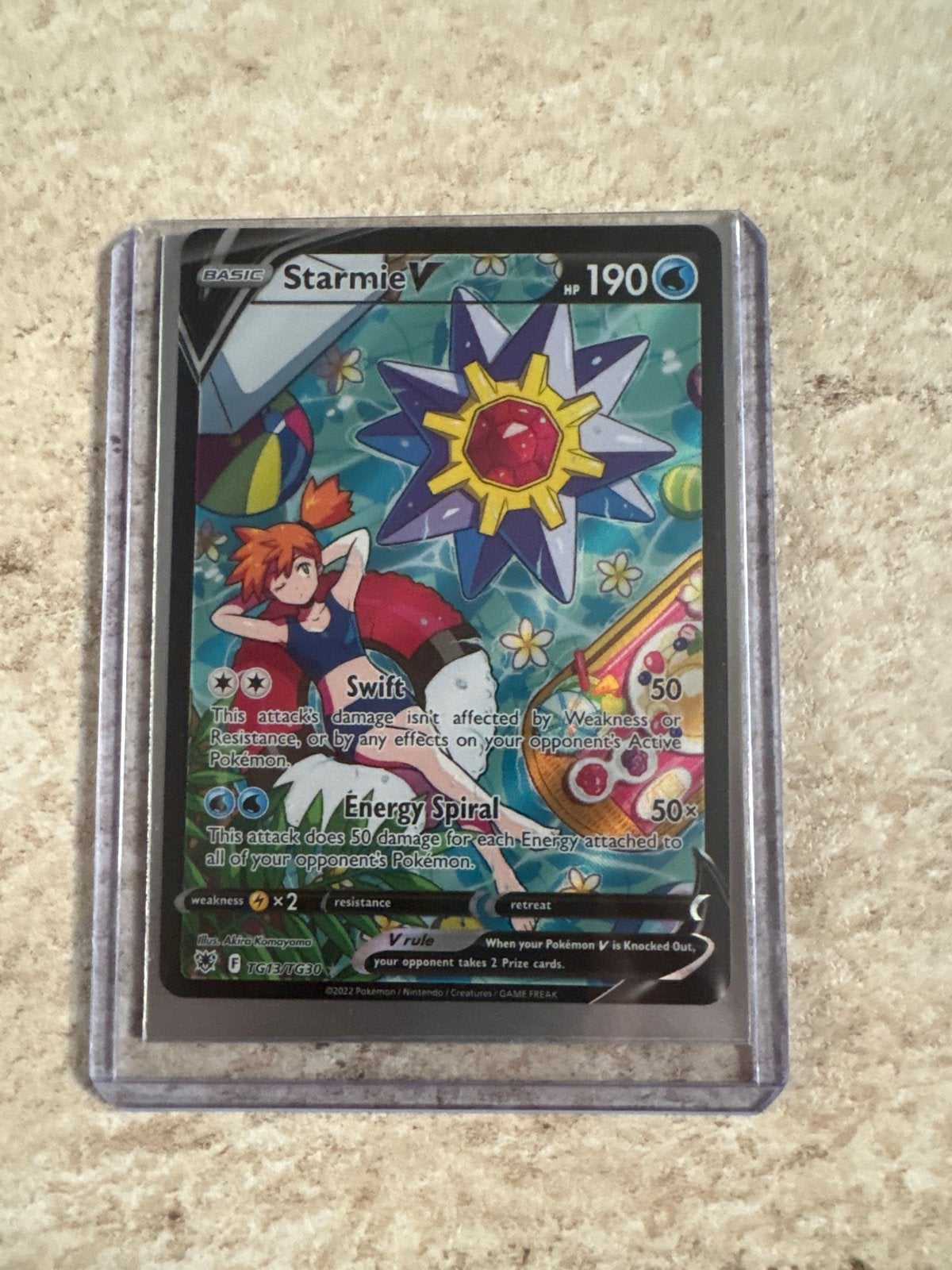 Starmie V Full Art Pokémon Kaart, Ophalen of Verzenden, Zo goed als nieuw, Losse kaart