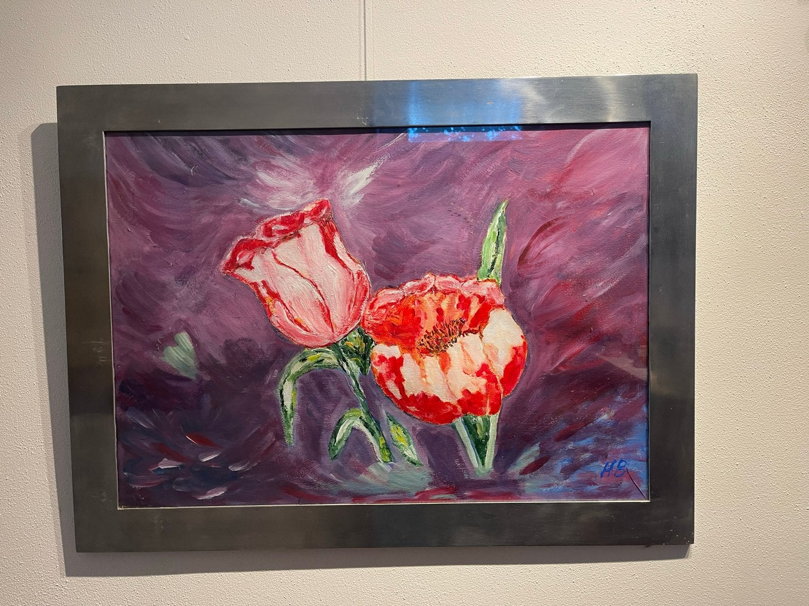 Schilderij 'Bloemen' van Herma Borsboom, acryl, 80x60 cm, Ophalen
