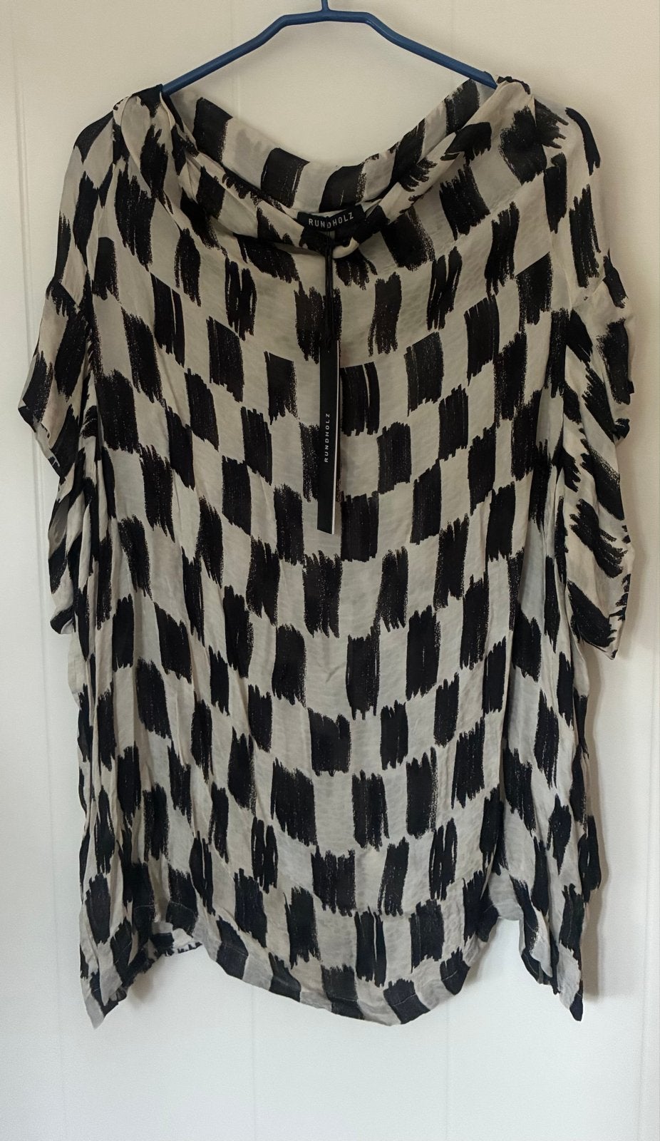 Rundholz Zwart-wit Geblokte Viscose Top Maat L, Zwart, Maat 42/44 (L), Nieuw, Ophalen of Verzenden