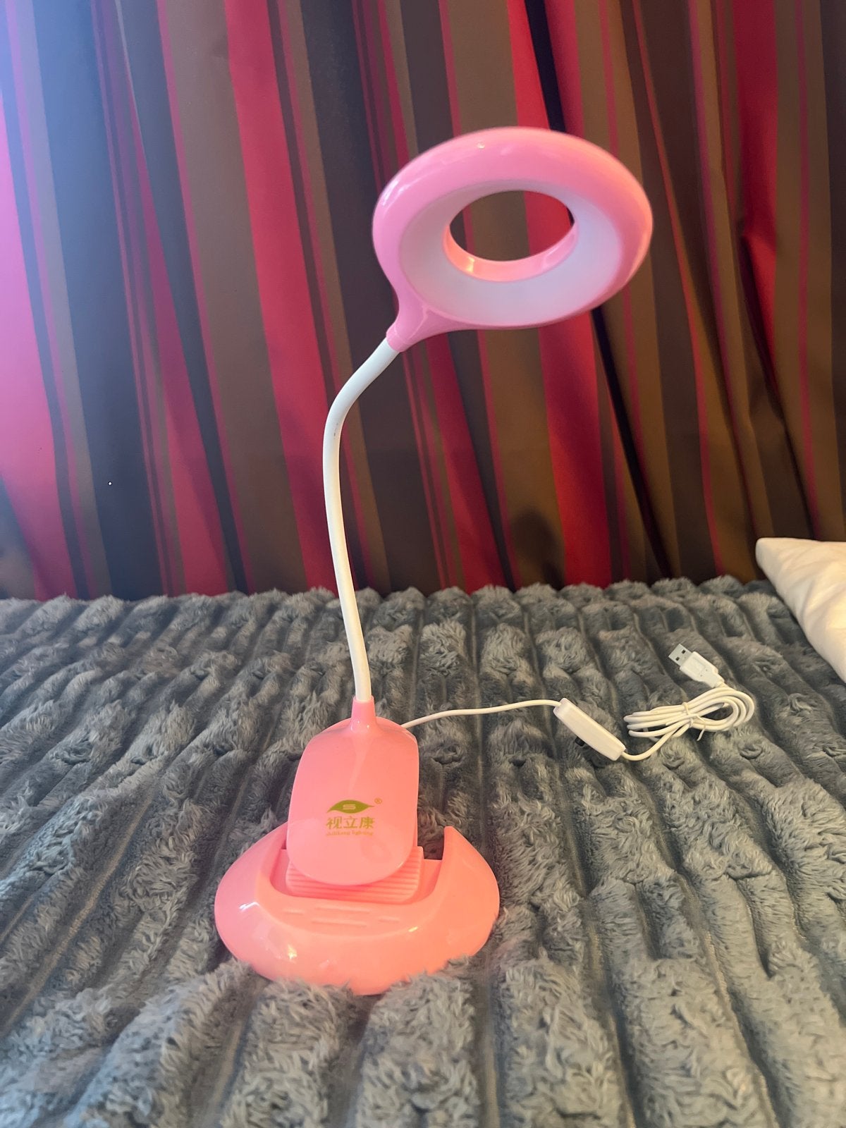 Roze LED Bureaulamp met Klem - Flexibel en Oplaadbaar, LED verlichting, Ophalen of Verzenden, Zo goed als nieuw, Roze