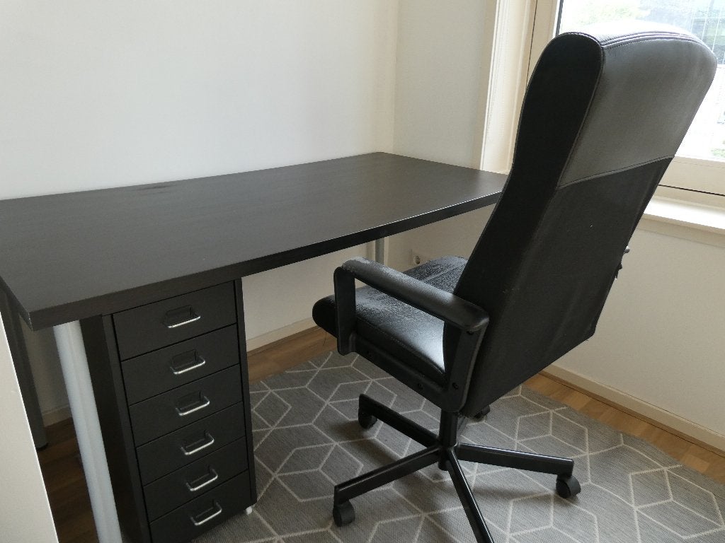 Bureautafel, ladeblok en bureaustoel, Gebruikt, 150 cm, IKEA, 75 cm