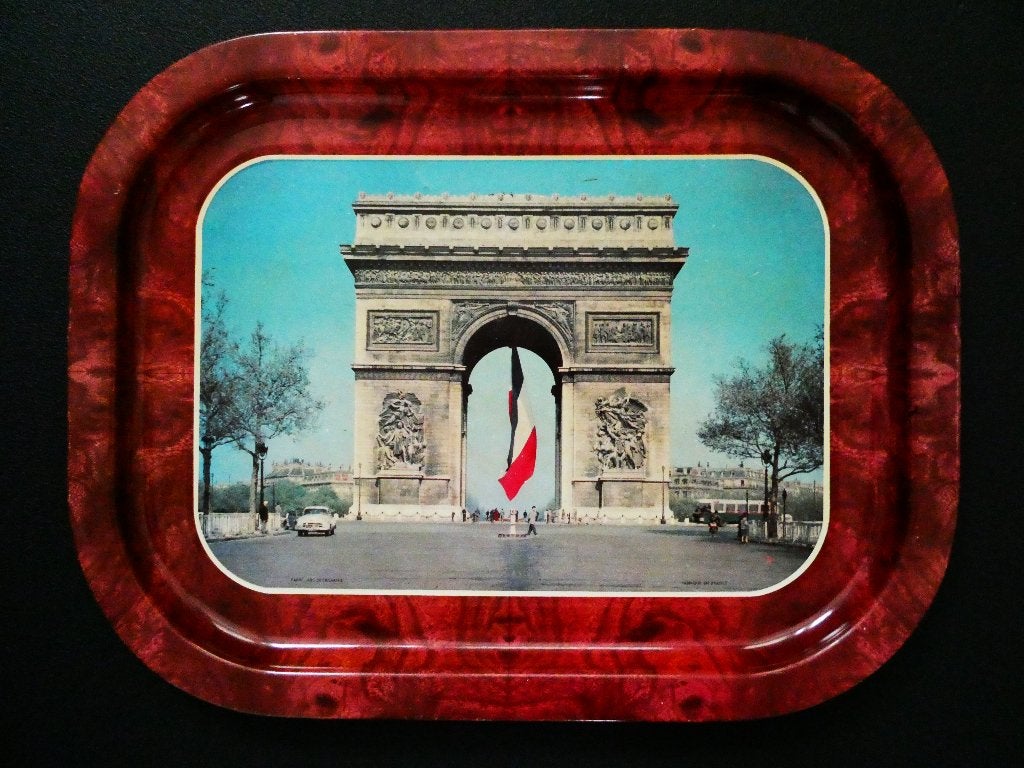 Vintage blikken dienblad Arc-De-Triomphe Parijs, Antiek en Kunst, Ophalen of Verzenden