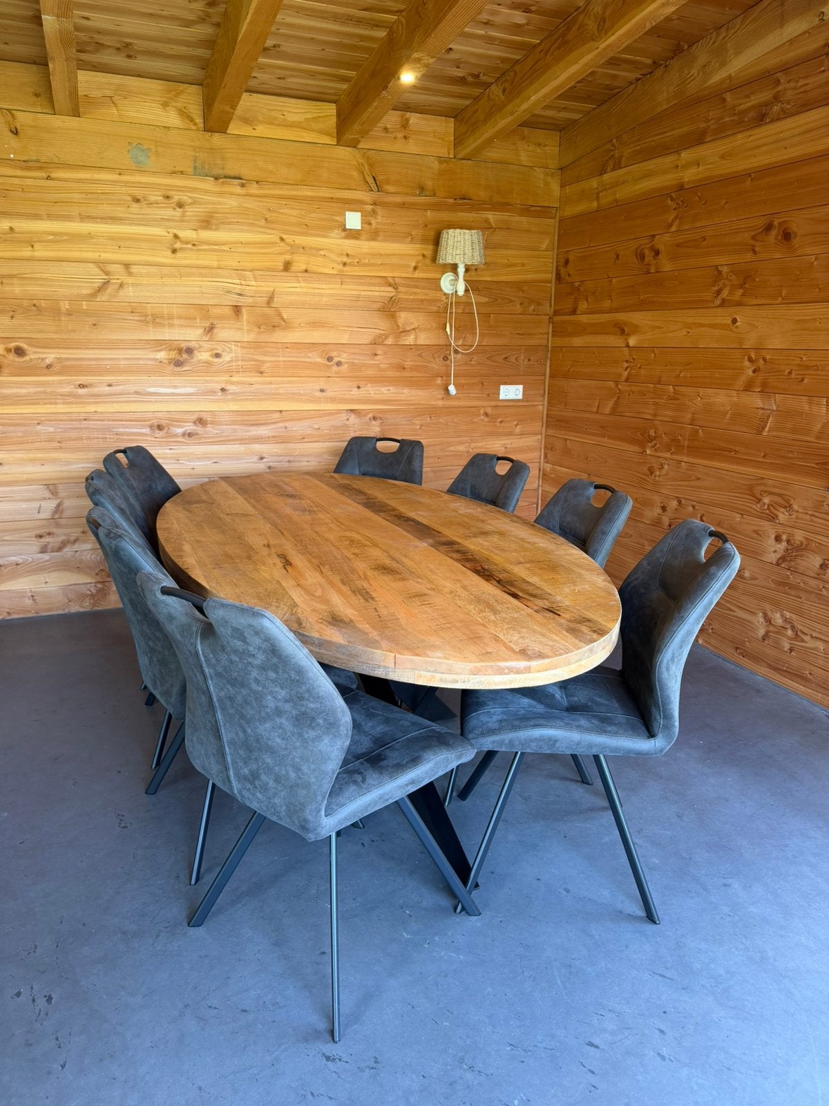 Als nieuw! Ovale eettafel 240x120x78 cm met 8 stoelen!, Ophalen, 100 tot 150 cm, 200 cm of meer, Zo goed als nieuw