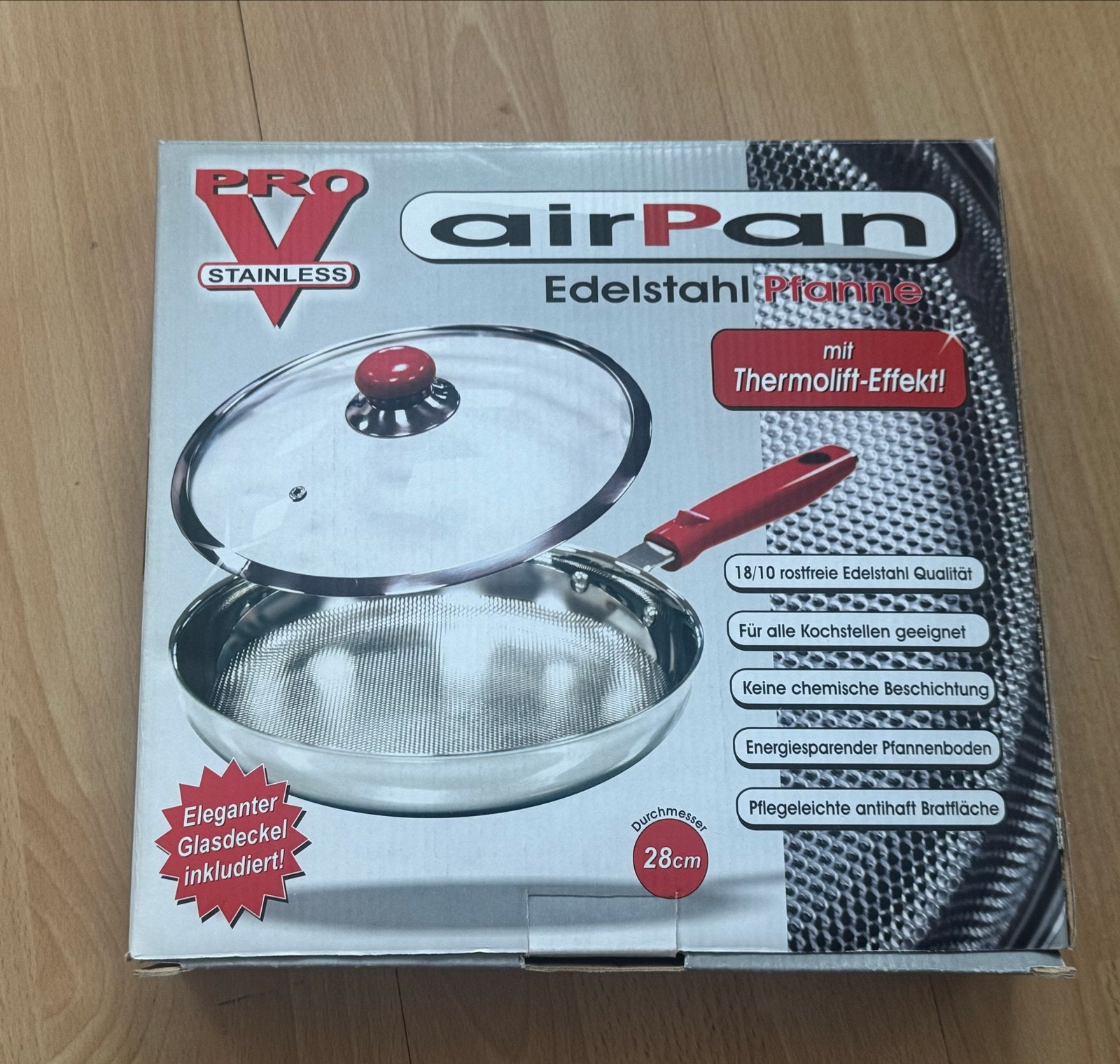 PRO V airPAN Edelstalen Pan met Thermolift-effect 28cm, Koekenpan, Antiaanbaklaag, Nieuw, Ophalen of Verzenden