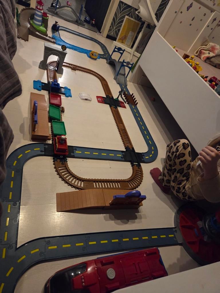 Grote Paw Patrol speelset met voertuigen en treinbaan, Ophalen of Verzenden, Gebruikt