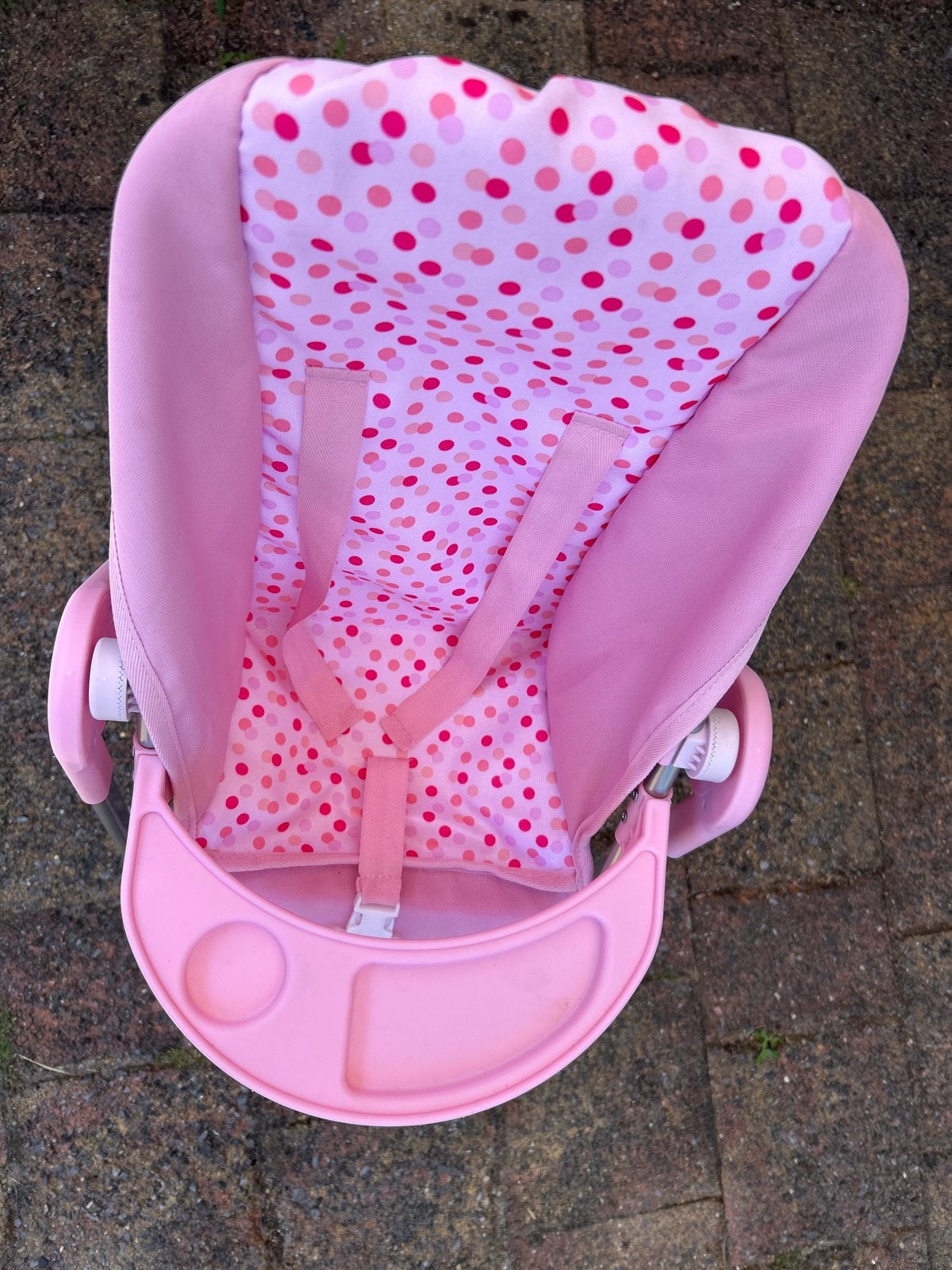 Roze poppenstoel met stippenpatroon, Ophalen of Verzenden, Gebruikt, Overige typen