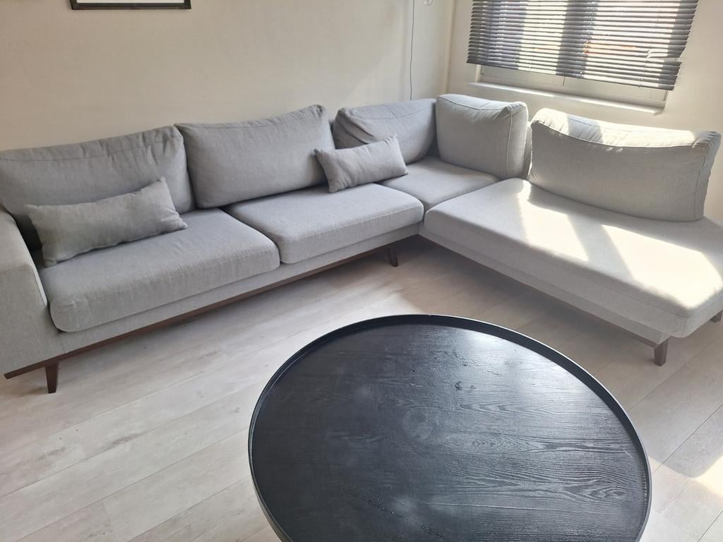 Prachtige hoekbank Wehkamp Torino grijs met houten pootjes, Ophalen, Gebruikt, Stof