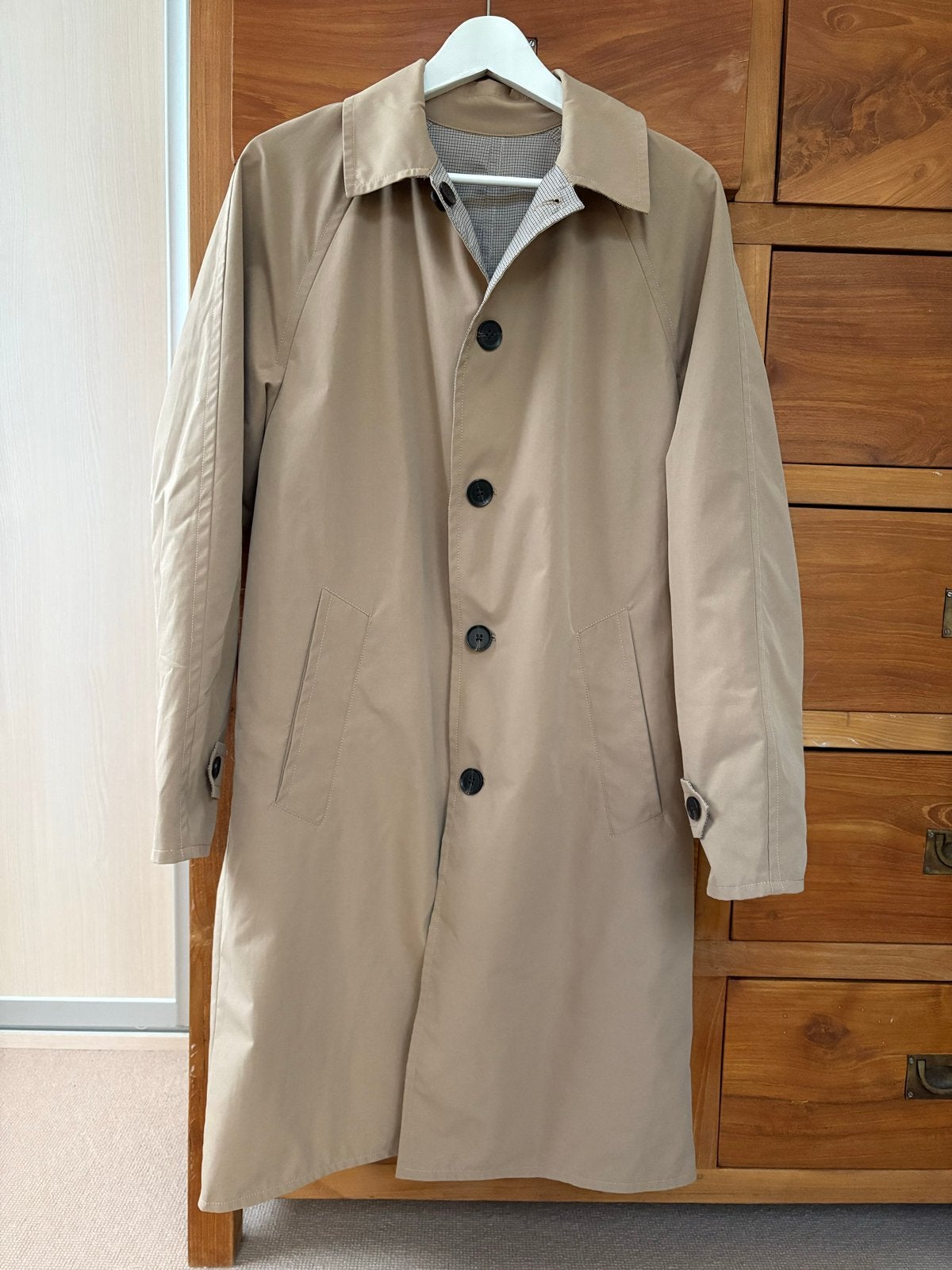 Zara Heren Trenchcoat Reversible Beige/Ruit Maat S, Ophalen of Verzenden, Zo goed als nieuw, Maat 46 (S) of kleiner, Beige