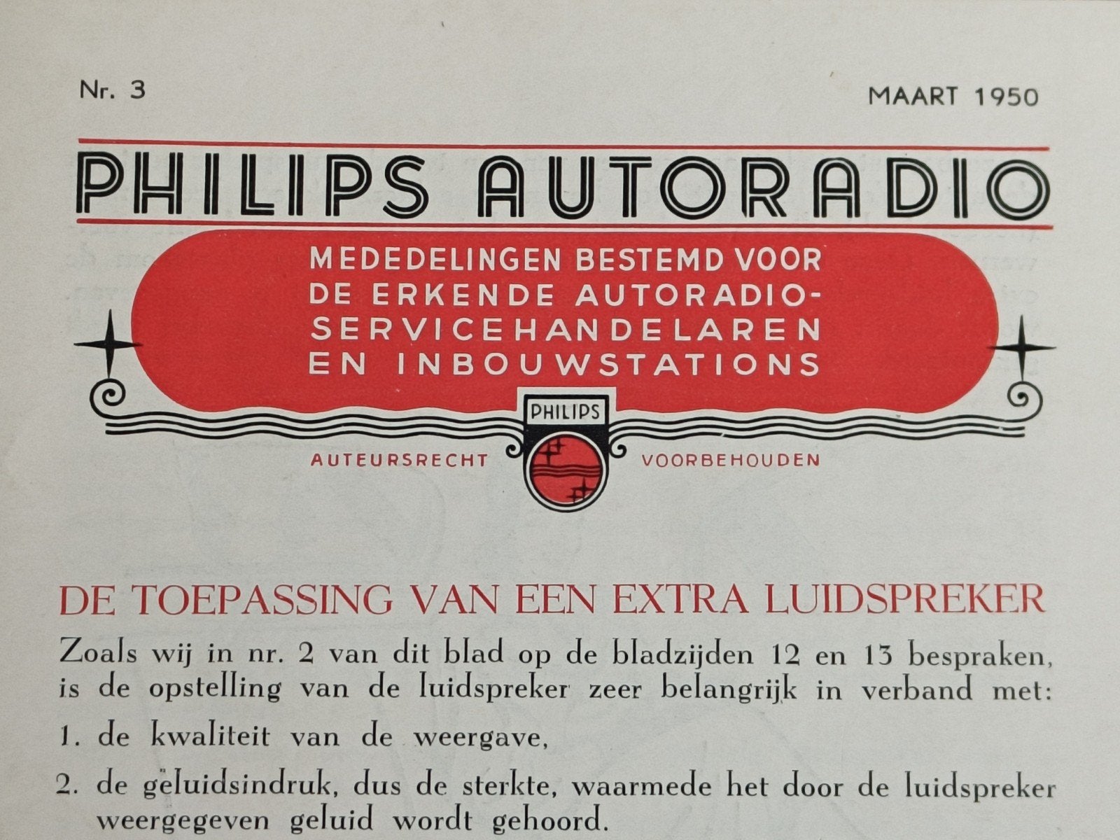 1950, PHILIPS AUTORADIO., Ophalen of Verzenden, Gelezen