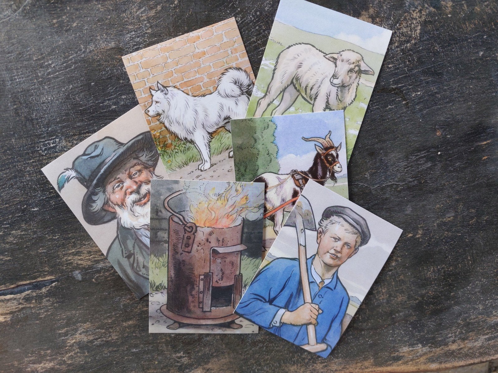 Set van 6 Ouderfonds ansichtkaarten - Diverse illustraties, Verzamelen, Ophalen of Verzenden