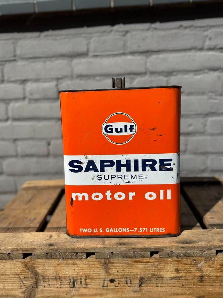 Vintage Gulf Saphire Supreme Motor Oil Blik - 7.571 Liter, Gebruikt, ., ., .