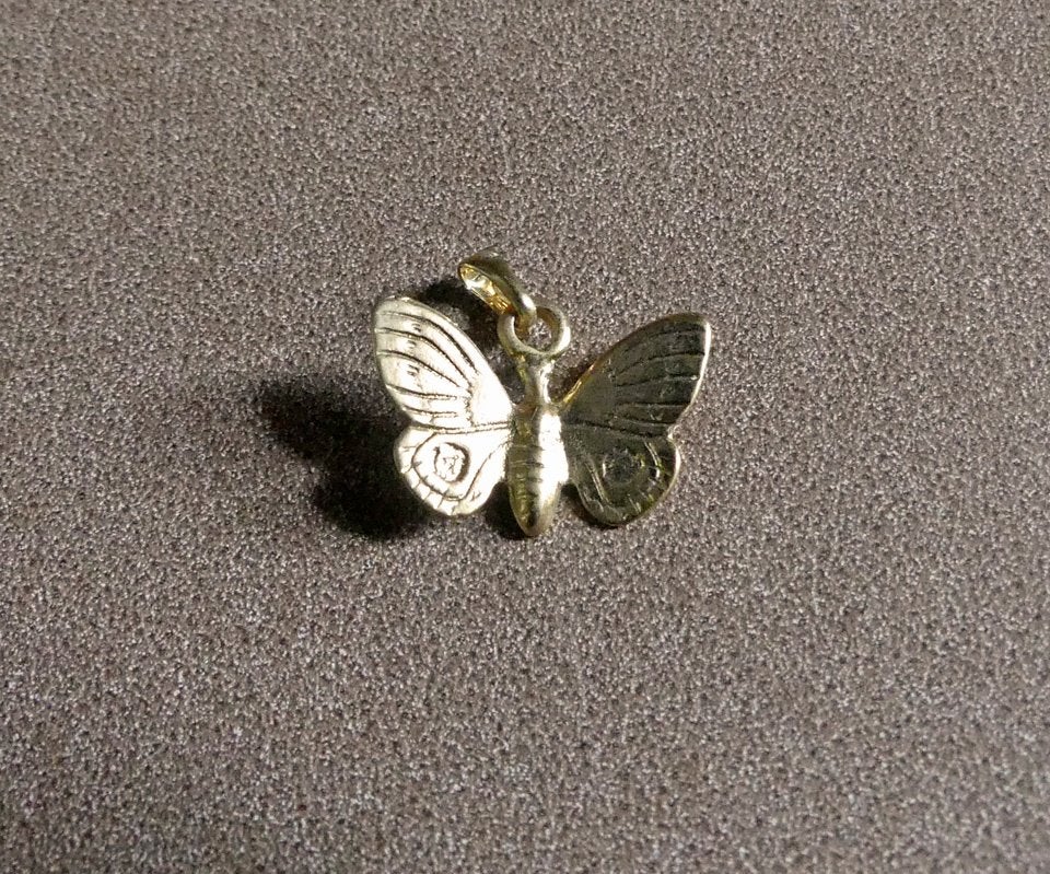 Vlinder hangertje goudkleur kettinghanger vlindertje, Overige materialen, Gebruikt, Ophalen of Verzenden, Goud