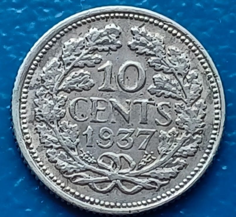 10 cent 1937 - Wilhelmina, Postzegels en Munten, Munten | Nederland, Verzenden, Zilver, 10 cent, Koningin Wilhelmina