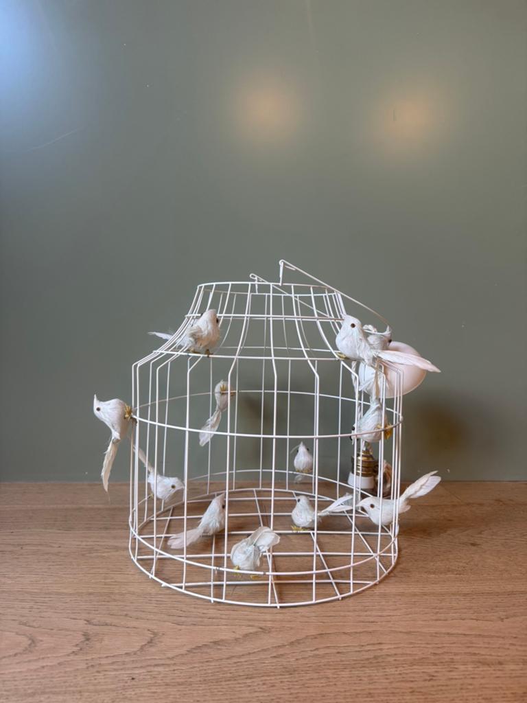 Witte hanglamp met vogeltjes - DUTCH DILIGHT, Ophalen, Nieuw, Metaal