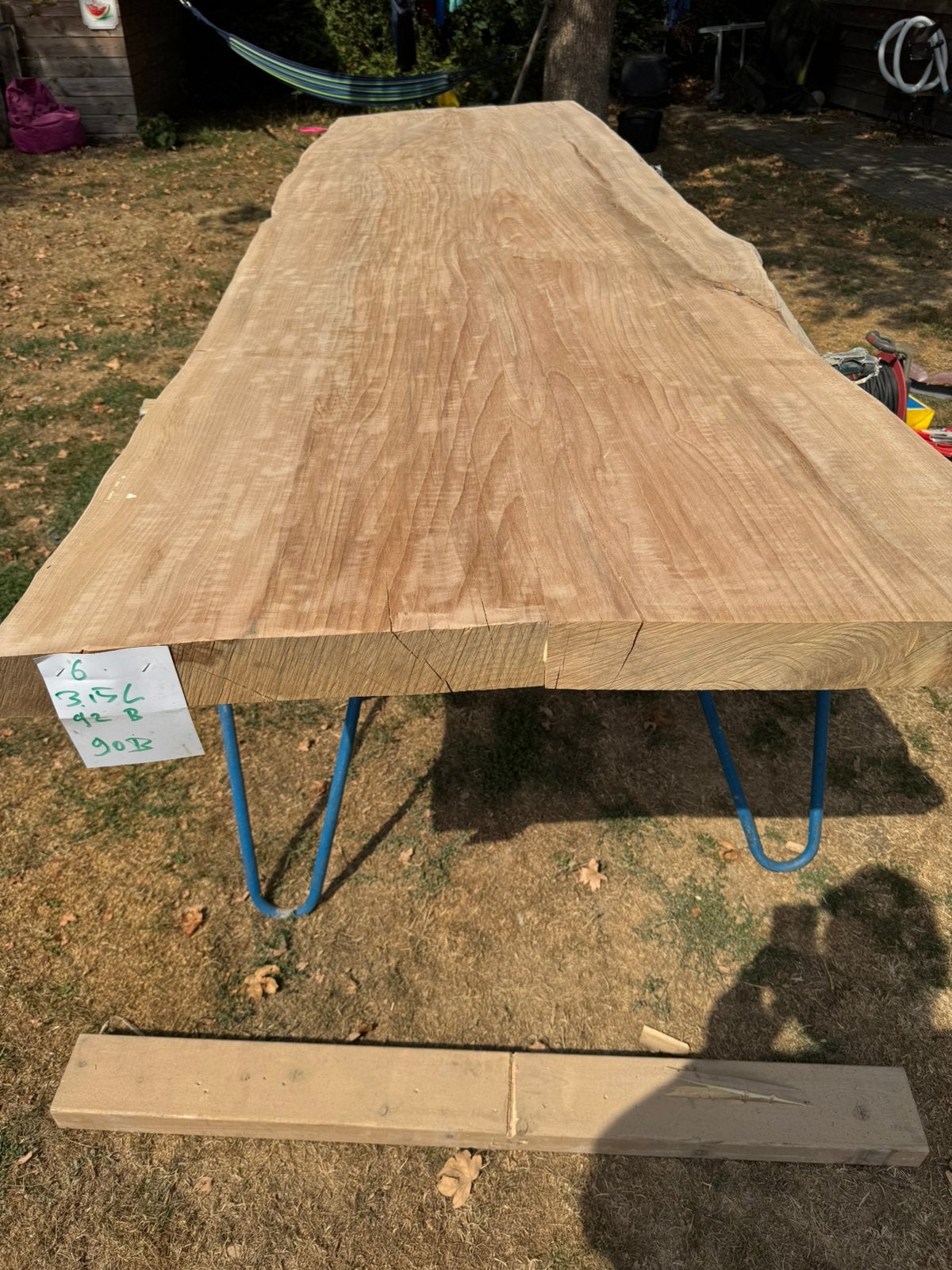 Boomstamtafel beuken, Huis en Inrichting, Tafels | Eettafels, Ophalen, 200 cm of meer, 50 tot 100 cm, Zo goed als nieuw