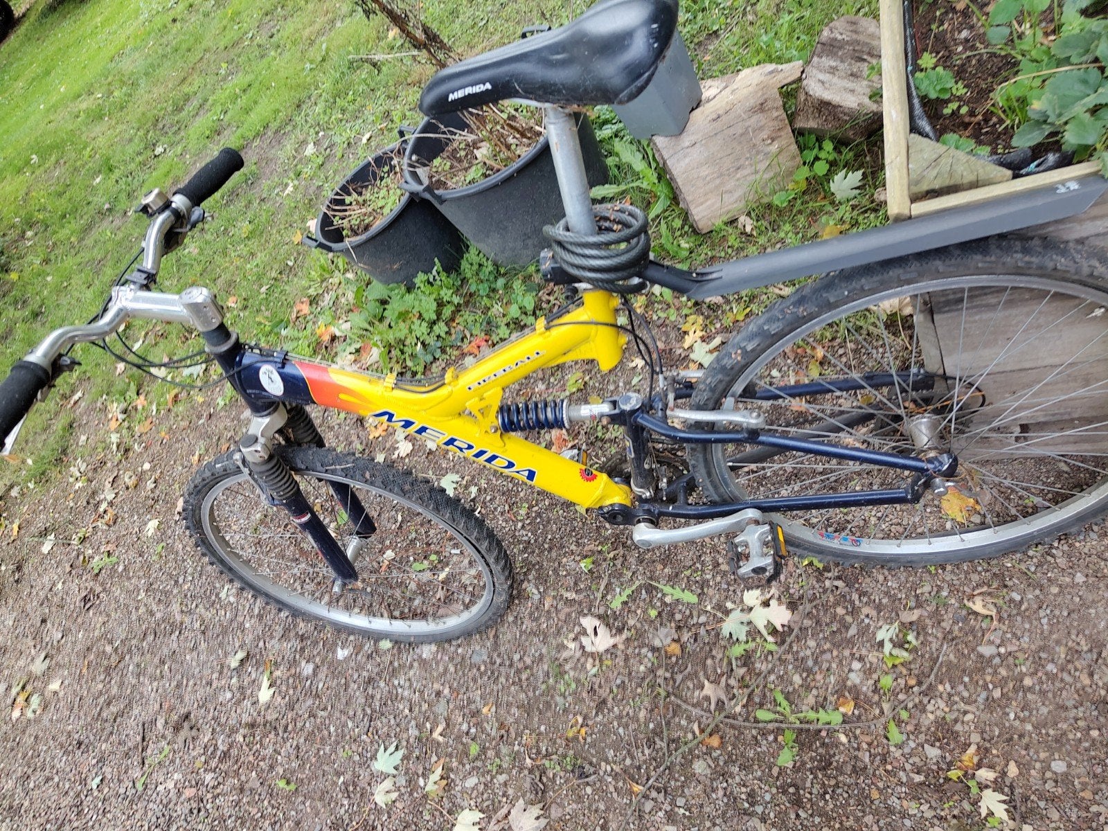 Merida Fireball Mountainbike - Geel/Blauw - Volledig geveerd, Fietsen en Brommers, Ophalen, Gebruikt, Merida, 49 tot 53 cm