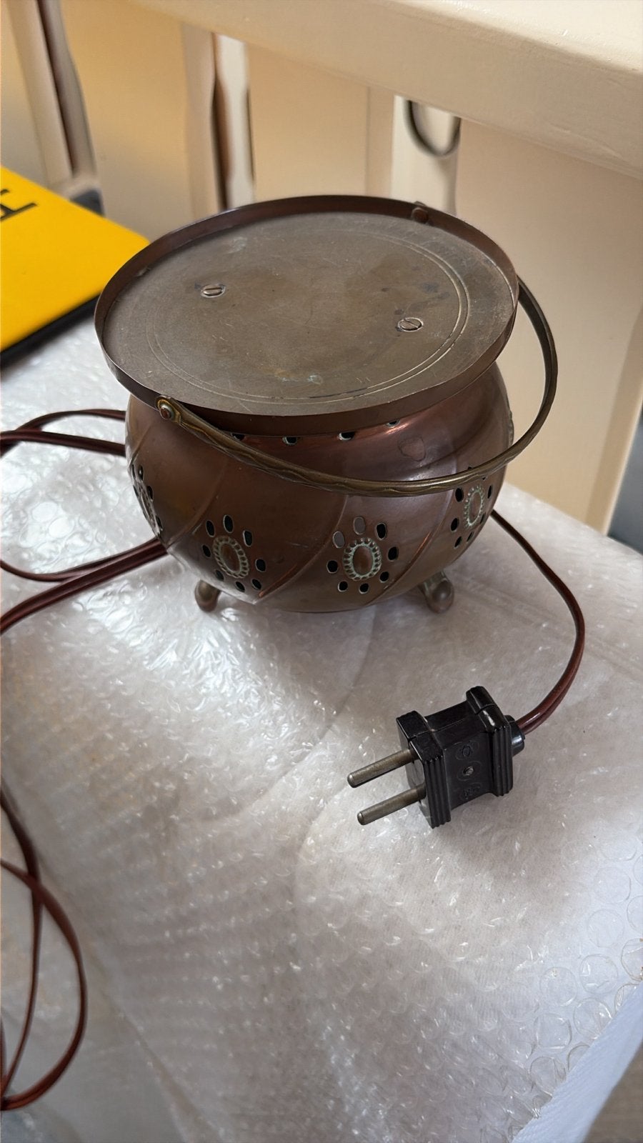 Antieke Koperen Pot met Verlichting - Decoratief, Ophalen of Verzenden