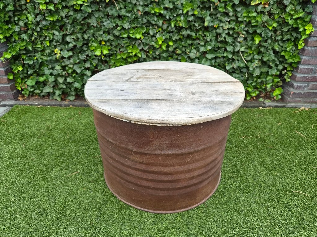 Olievat bijzettafel, Minder dan 55 cm, Gebruikt, Rond, Ophalen