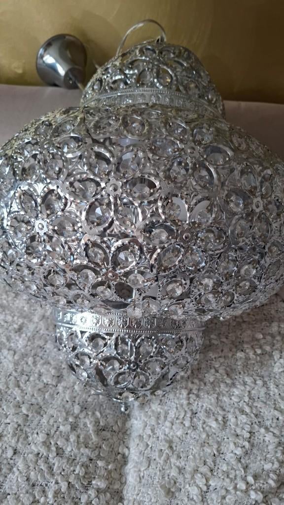 Oosterse hanglamp Marrakech Zilver - Groot 45 cm, Ophalen, 50 tot 75 cm, Zo goed als nieuw, Oosters  Klassiek Modern Industrieel