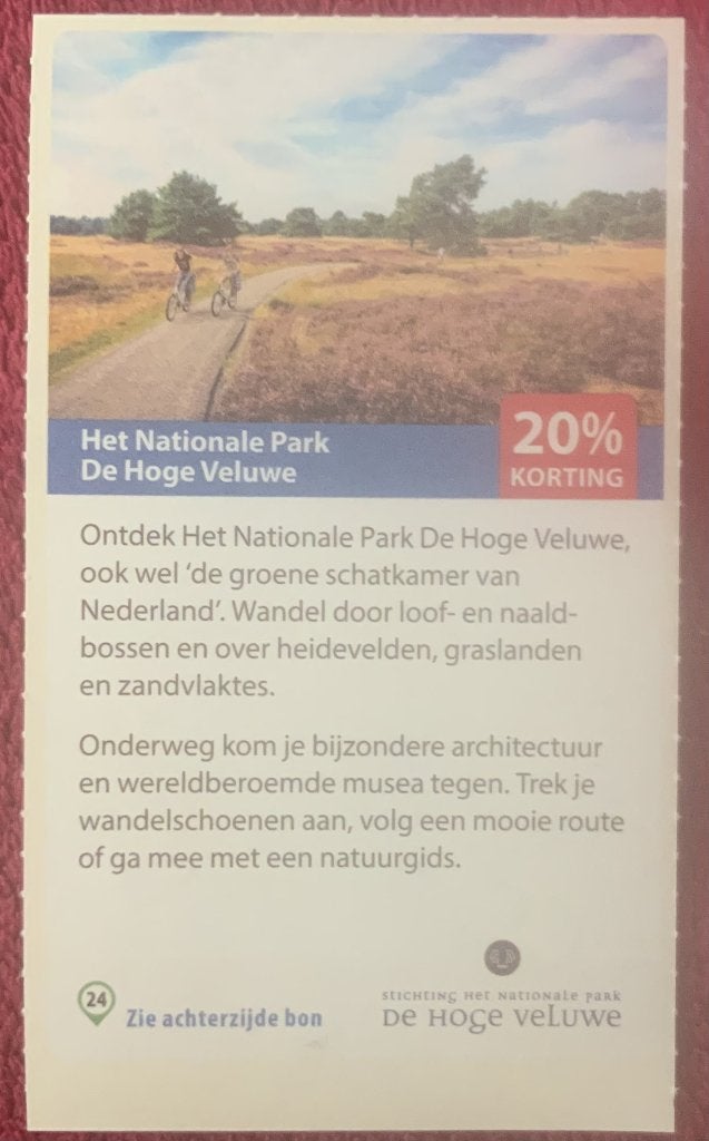 Het Nationale Park De Hoge Veluwe Voordeelbon, Drie personen of meer, Kortingsbon, Overige typen