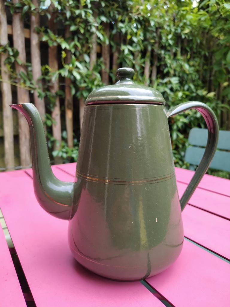 Vintage Groene Emaille Theepot - Retro Keuken Decoratie, Ophalen