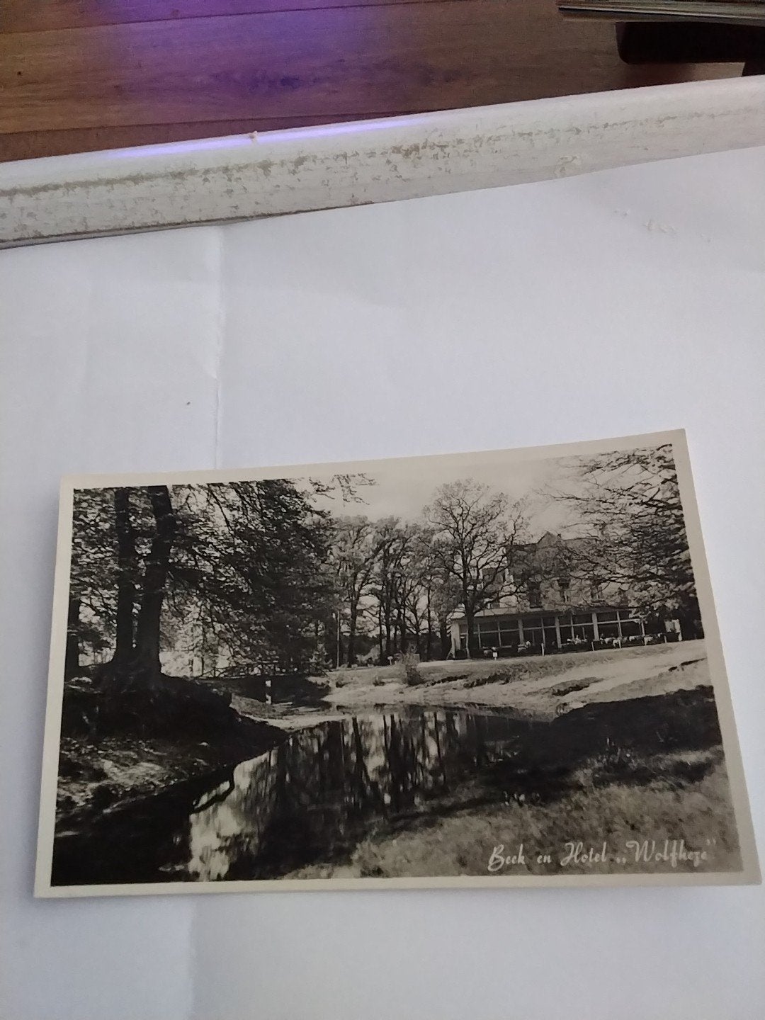 Zwart-wit ansichtkaart Beek en Hotel "Wolfheze", Ophalen of Verzenden, 1920 tot 1940, Ongelopen, Gelderland
