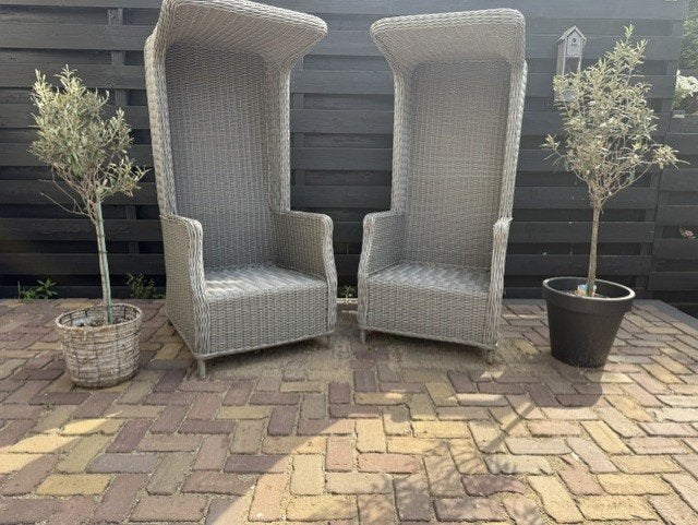 Twee rotan strandstoelen in goede staat (wicker), Tuin en Terras, Ophalen, Gebruikt, Wicker