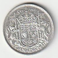 50  cent  1941  Canada. km. 36, Ophalen of Verzenden, Noord-Amerika, Losse munt, Zilver