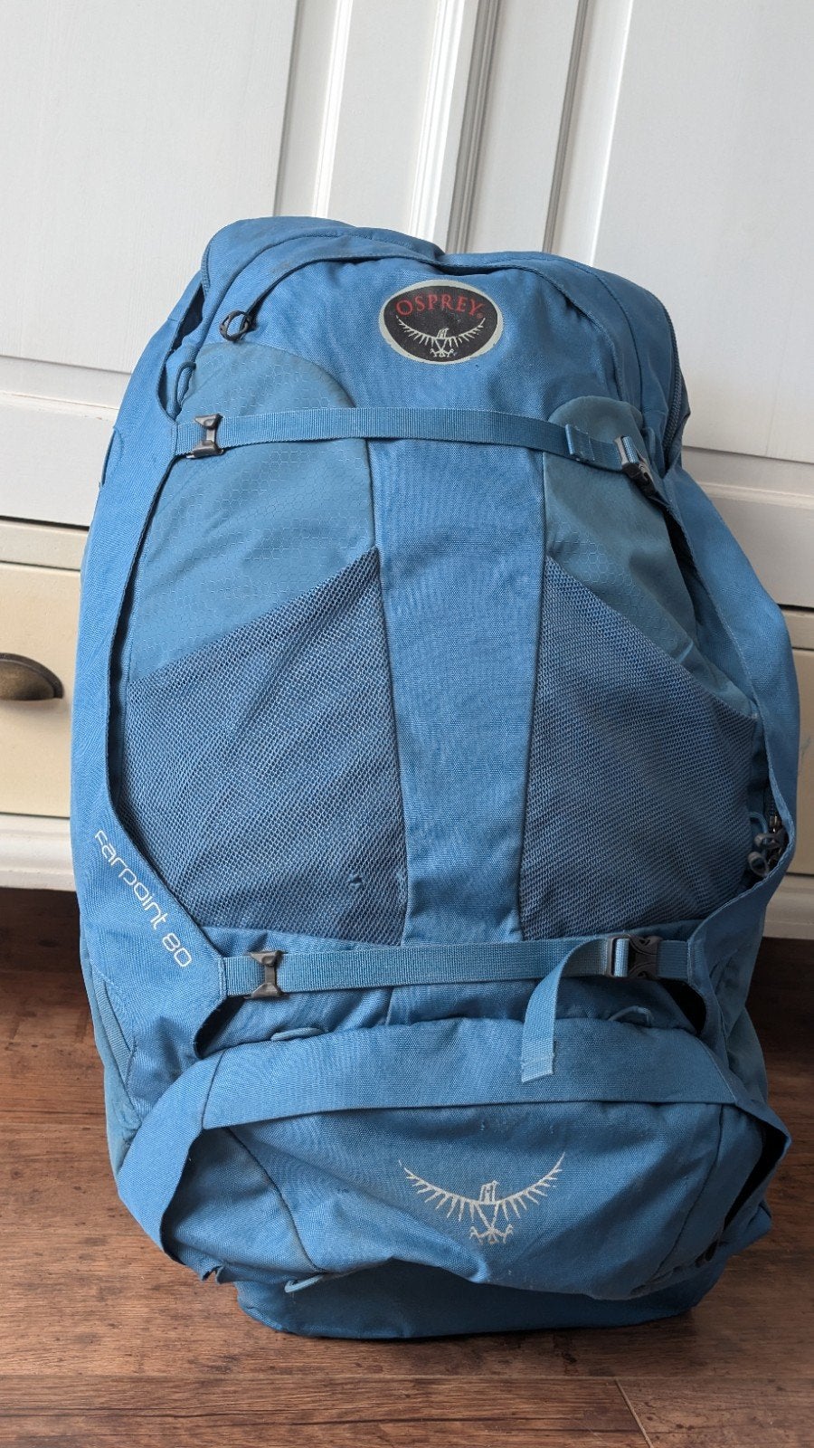 Osprey Farpoint Backpack 80 liter - Zijkant gescheurd (repar, Ophalen of Verzenden, Blauw
