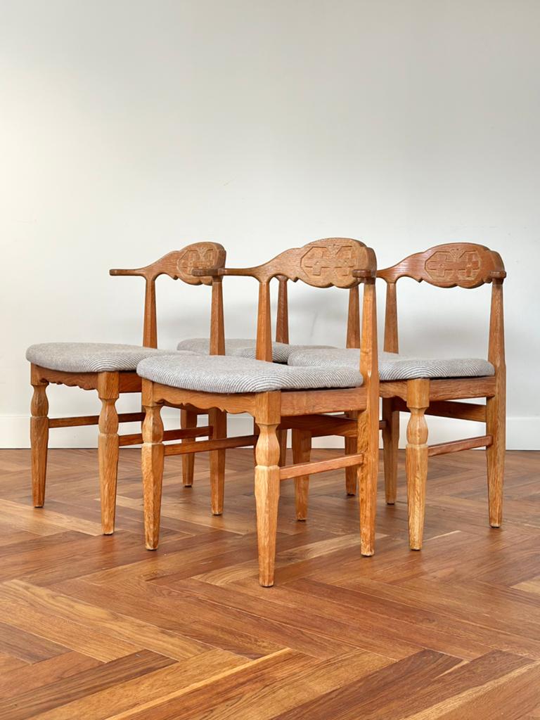 Vintage stoelen set 4 eiken Henning Kjærnulf E.G. Møbler, Ophalen, Gebruikt, Overige kleuren, Vier