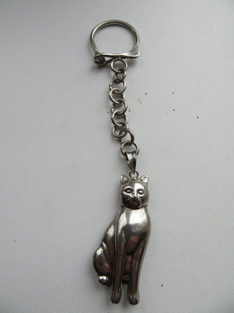 sleutelhanger kat / poes, sterling zilver, Ophalen of Verzenden, Zo goed als nieuw, Dier of Natuur