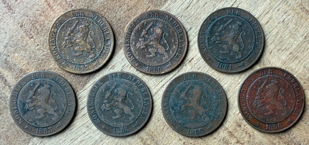 complete serie 2,5 cent / halve stuiver Willem III, Ophalen, Koning Willem III, Overige waardes, Setje