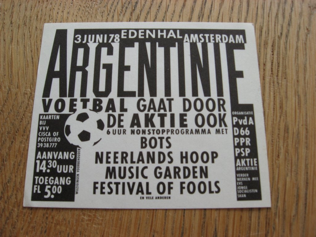 3 juni 78 edenhal Amsterdam Argentinie Voetbal Sticker, Verzamelen, Ophalen, Nieuw, Sport