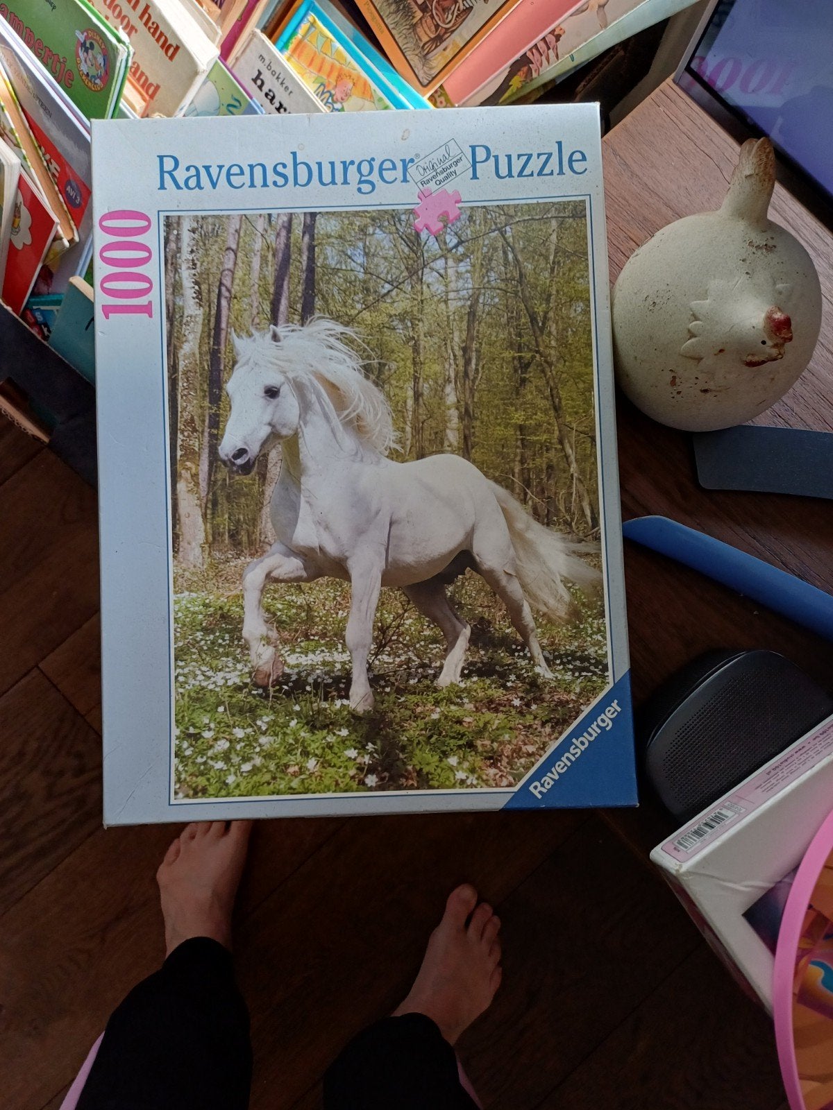 Ravensburger Legpuzzel Wit Paard 1000 stukjes, Ophalen, 500 t/m 1500 stukjes, Zo goed als nieuw, Legpuzzel