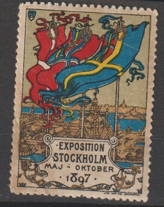 Zweden sluitzegel kunst en industrietentoonstelling 1897, Ophalen of Verzenden, Zweden, Postfris
