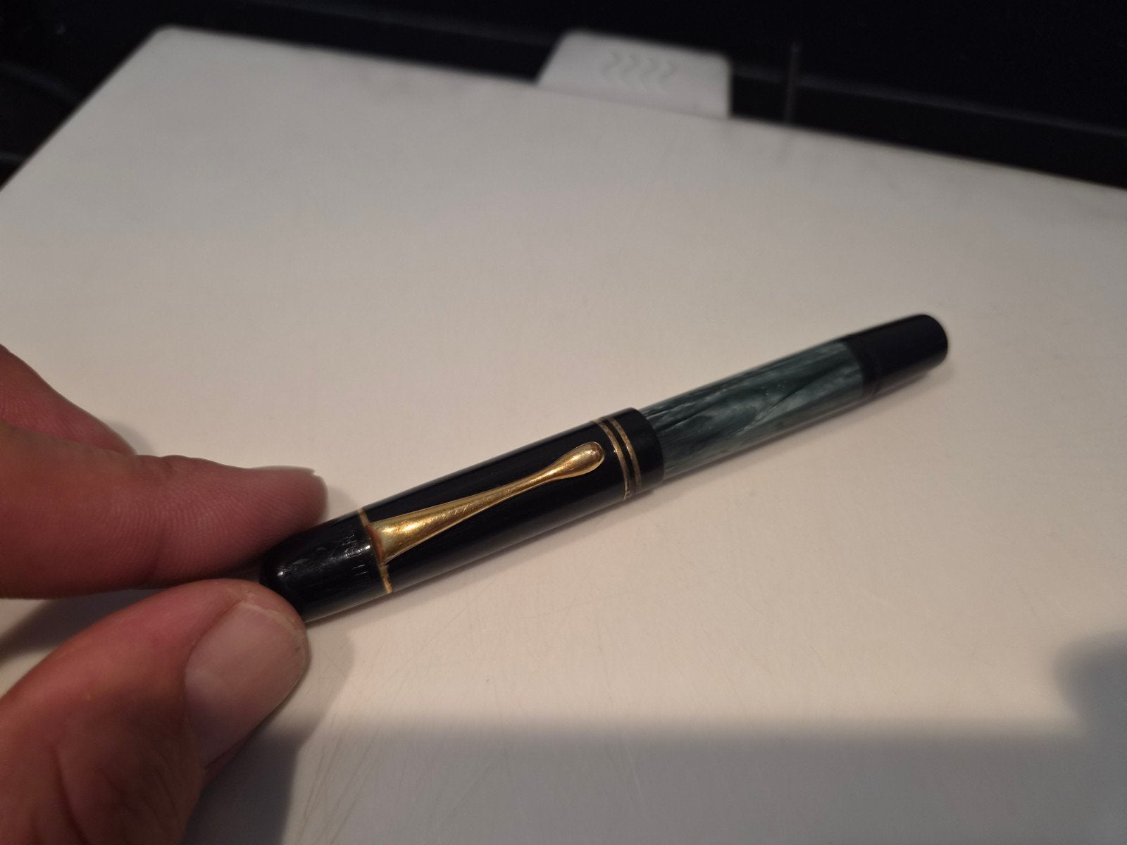 Antieke Pelikan 100N gemarmerde vulpen met gouden nib 1940, Ophalen, Gebruikt, Vulpen, Waterman