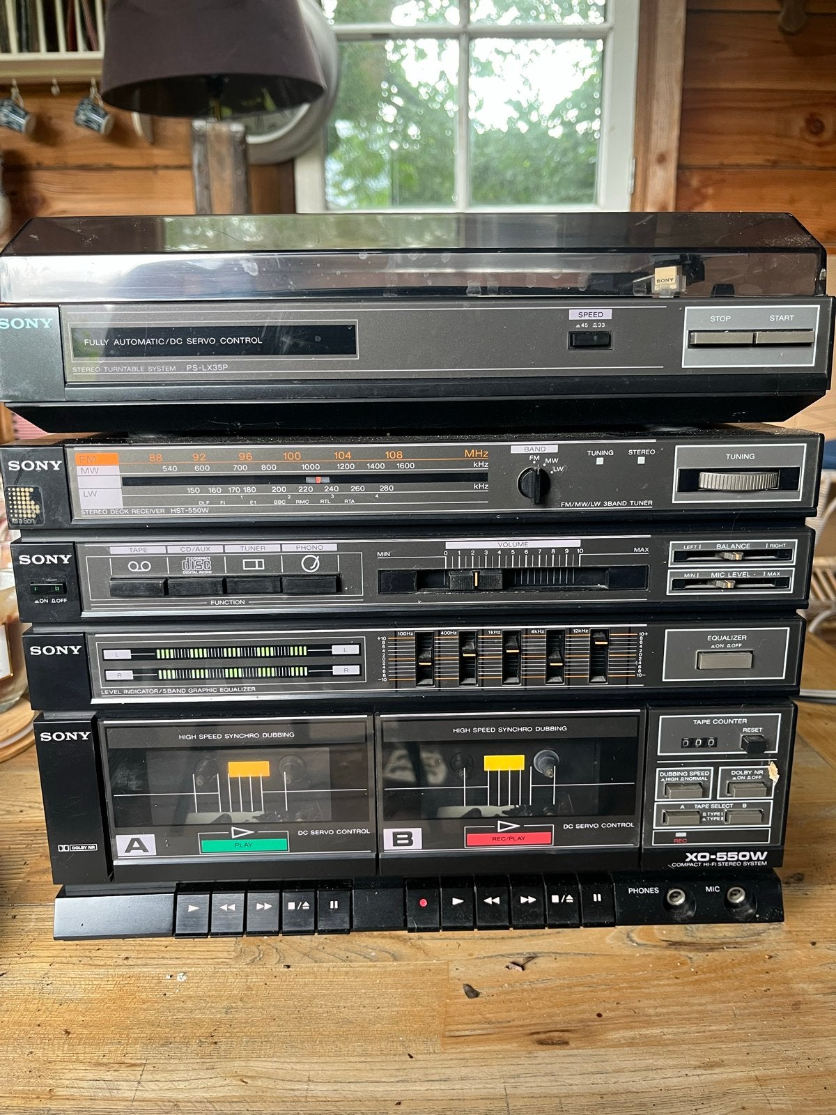Platenspeler met Sony Stereo Set  en Dubbel Cassetted, Audio, Tv en Foto, Stereo-sets, Ophalen, Gebruikt, Cassettedeck, Losse componenten