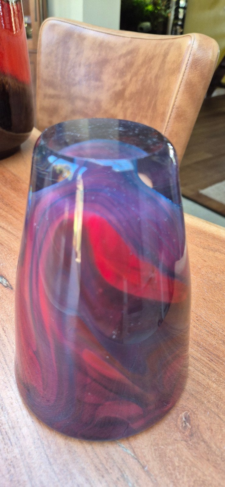 Vintage Murano Vaas - Rood, Paars, Wit Glaswerk, Ophalen of Verzenden