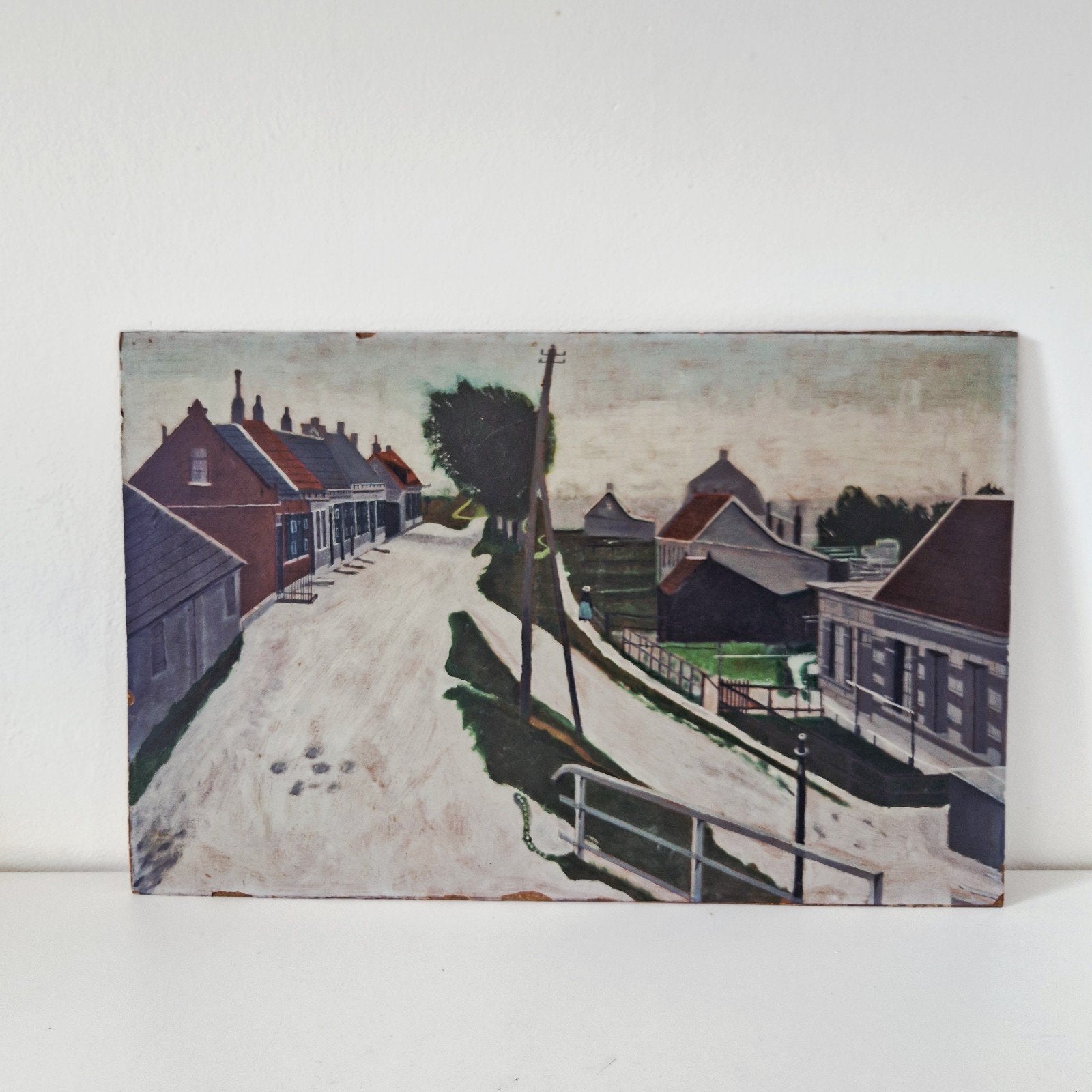 Oud studie schilderij op hardboard architect hollandse huize, Antiek en Kunst, Acrylverf, Oud hollands, Overige ondergronden, Ophalen of Verzenden