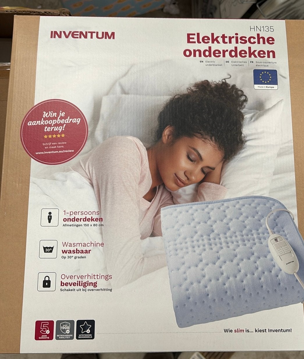 Electrische onderdeken HN 135 NIEUW inventum, Wasbaar, Nieuw, Ophalen of Verzenden, 150 cm