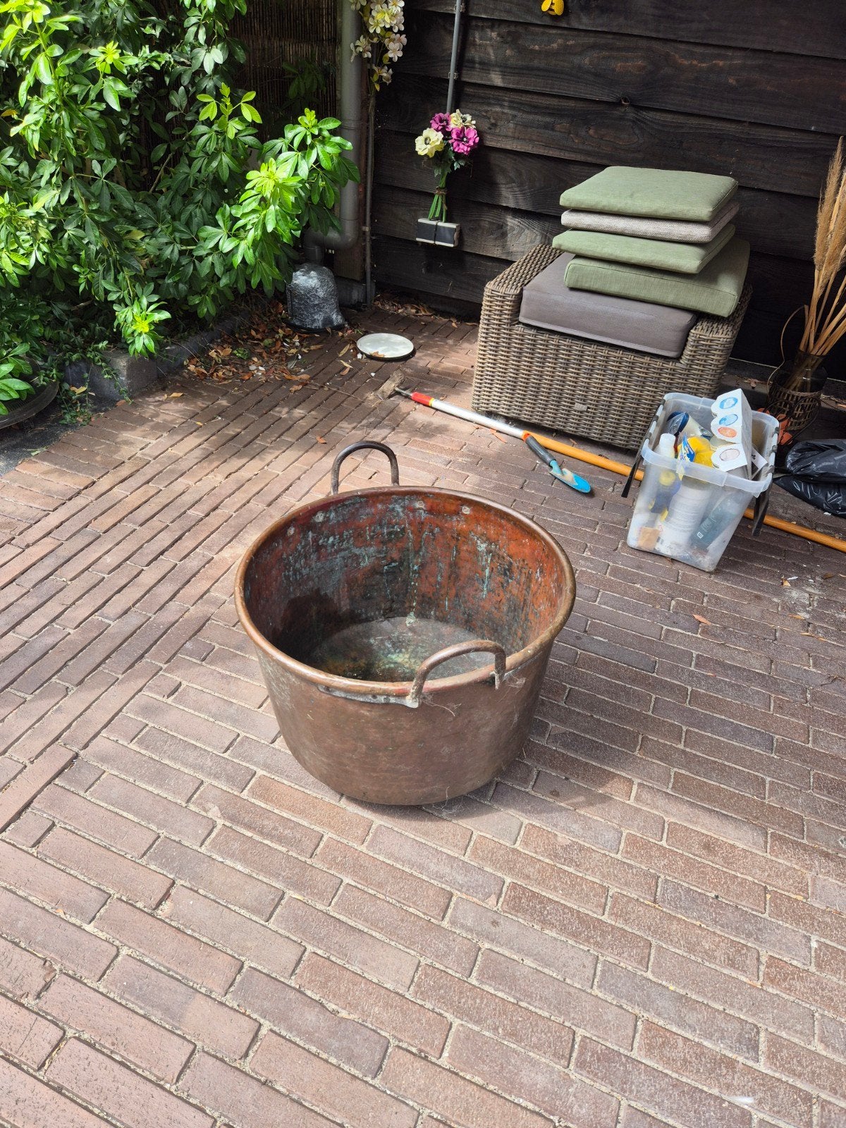 Grote koperen ketel met handvatten, Ophalen, Koper