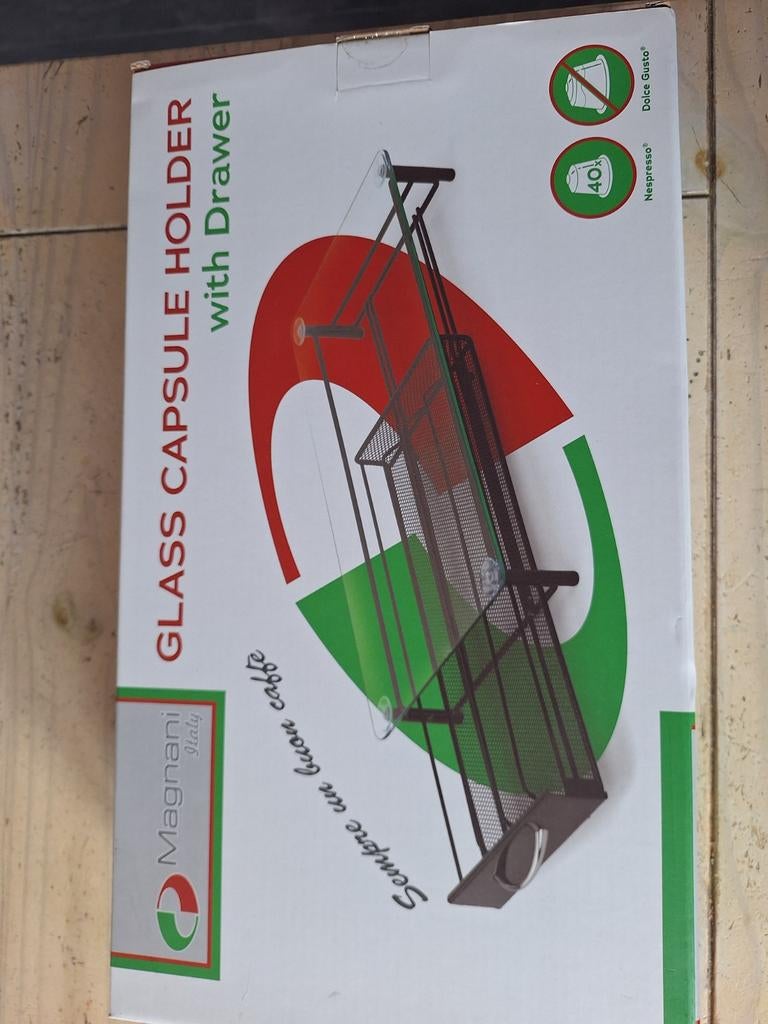 Glazen capsulehouder met lade voor Nespresso/Dolce Gusto, Ophalen of Verzenden, Nieuw, Overige modellen, Koffiepads en cups