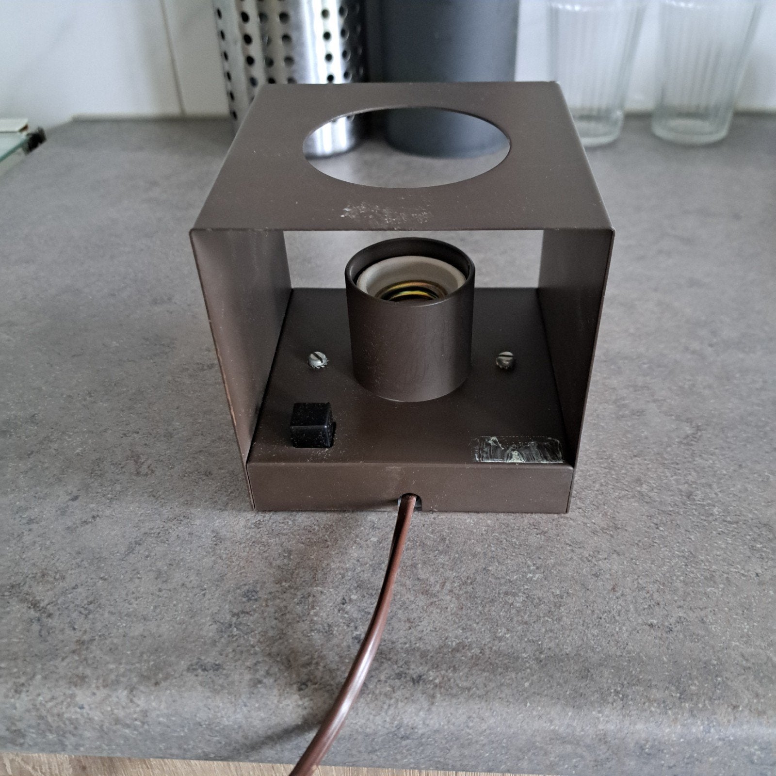 vintage/design Philips Nws-65 kubus metalen tafellamp, 60's., Ophalen of Verzenden