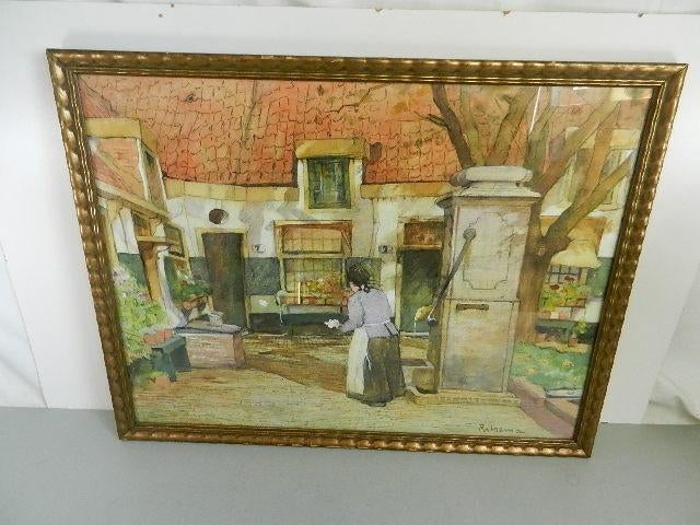 Aquarel Jacob Coenraad Ritsema Hofje van Loo, Antiek en Kunst, Kunst | Schilderijen | Klassiek, Ophalen