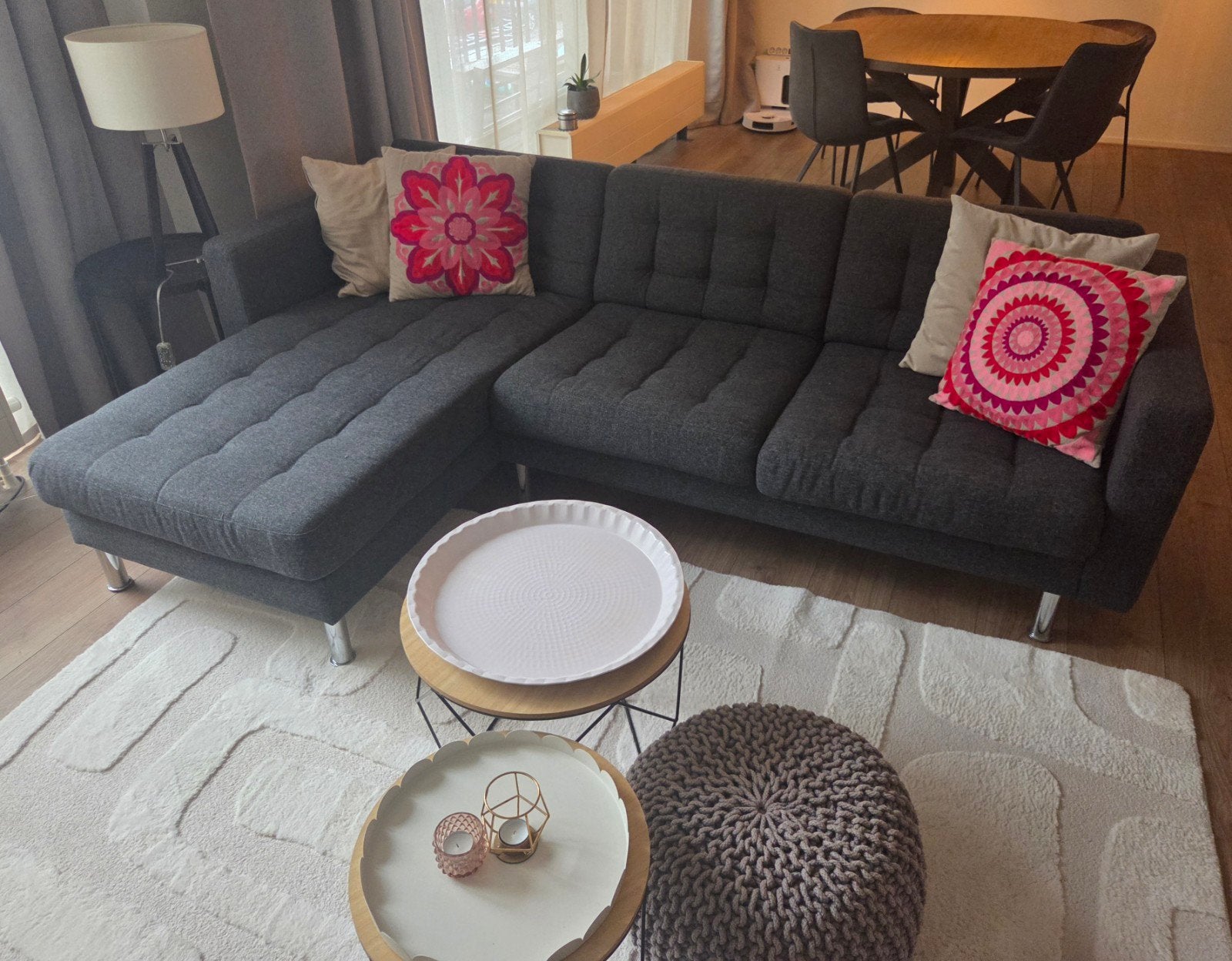 IKEA Landskrona hoekbank grijs met metalen poten, Ophalen, 250 tot 300 cm, 125 tot 150 cm, Hoekbank