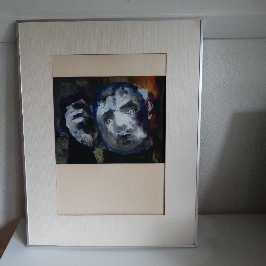 Aquarel zelfportret William Utermohlen 1933-2007, gesigneerd, Ophalen
